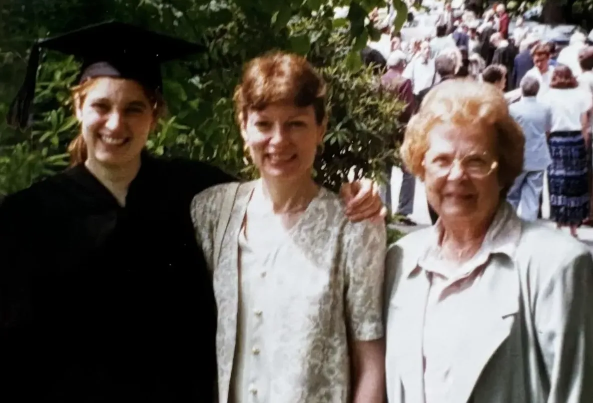 Wendy Cadge with her grandmother and mother at her Swarthmore graduation.